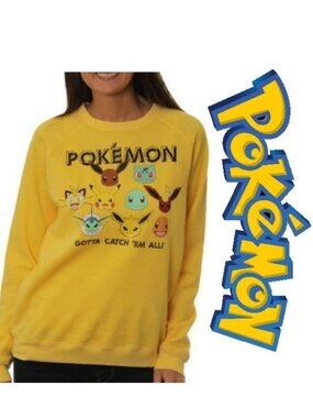 Pokémon | Mustard Graphic Burn Out Long Sleeve Tee Shirt | Size Juniors Small